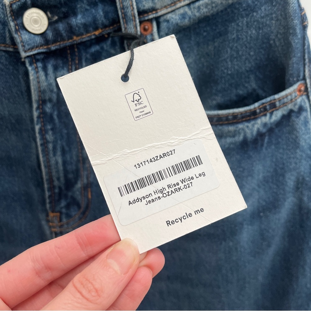 Reformation Addyson high rise wide leg jeans 27 ozark blue rigid denim NWT - Picture 6 of 15